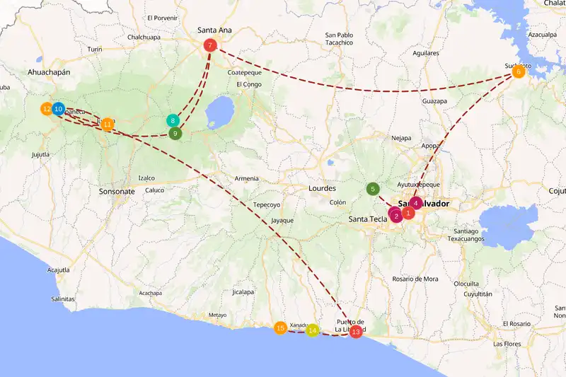 Example route for el-salvador