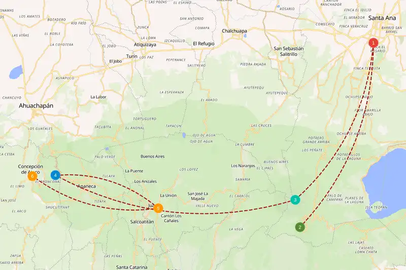 Example route for el-salvador