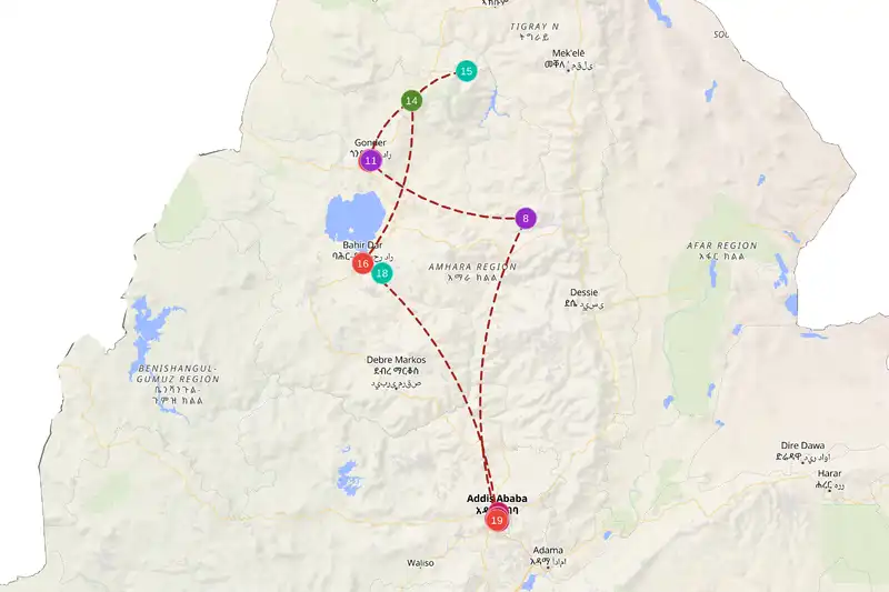 Example route for ethiopia