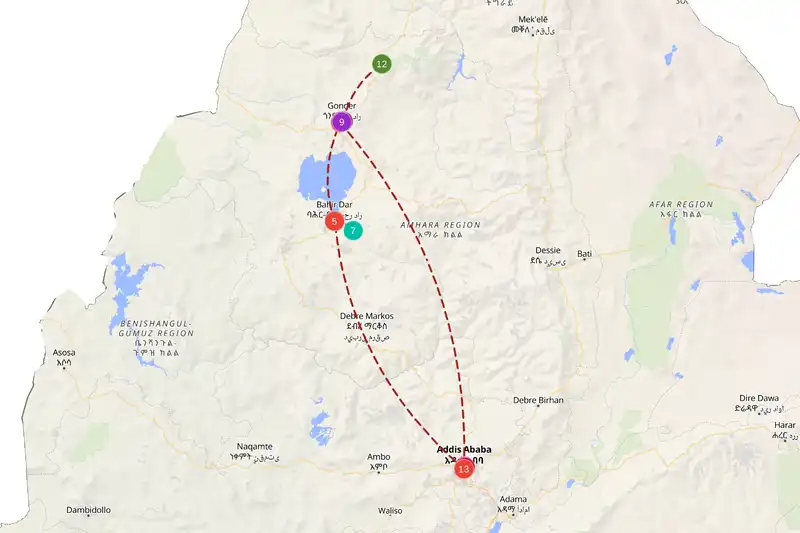 Example route for ethiopia