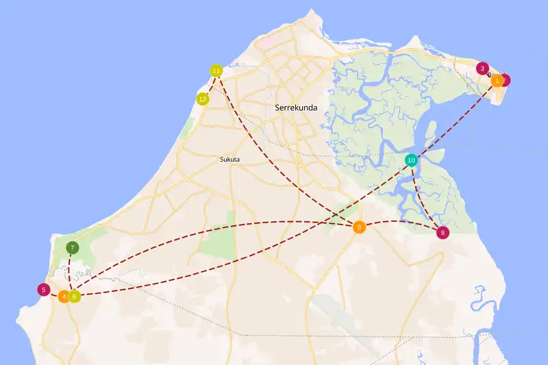 Example route for gambia