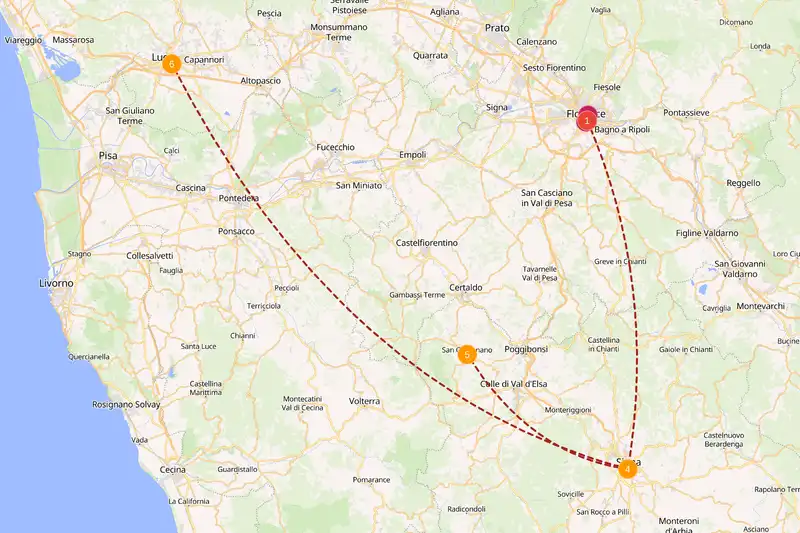 Example route for italy