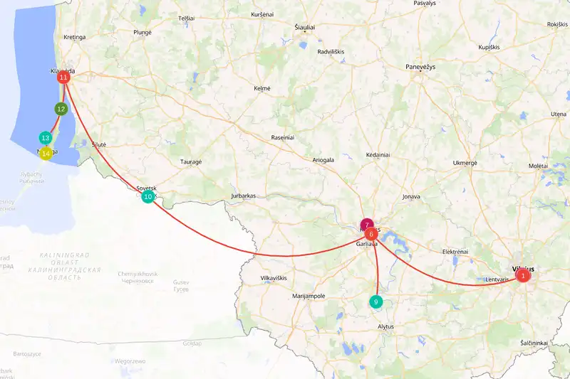 Example route for lithuania