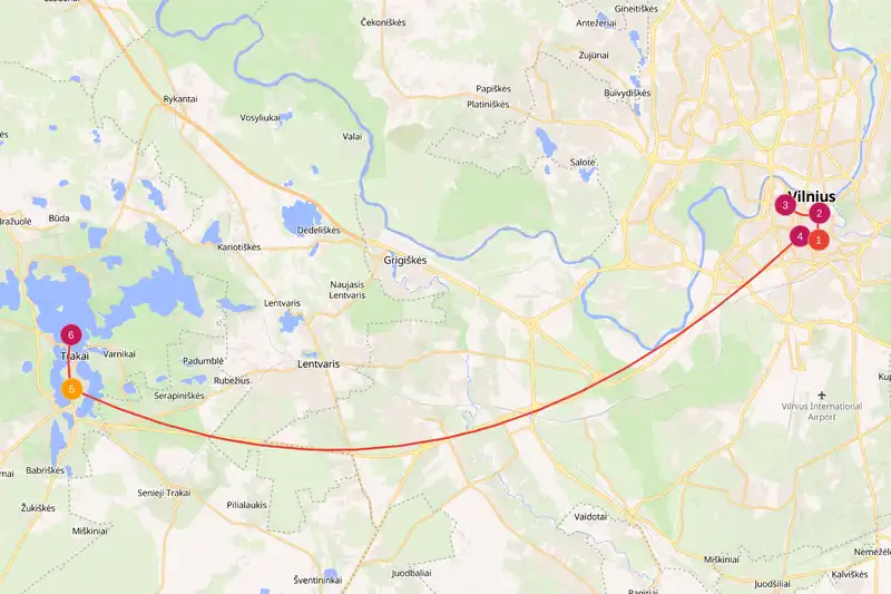 Example route for lithuania