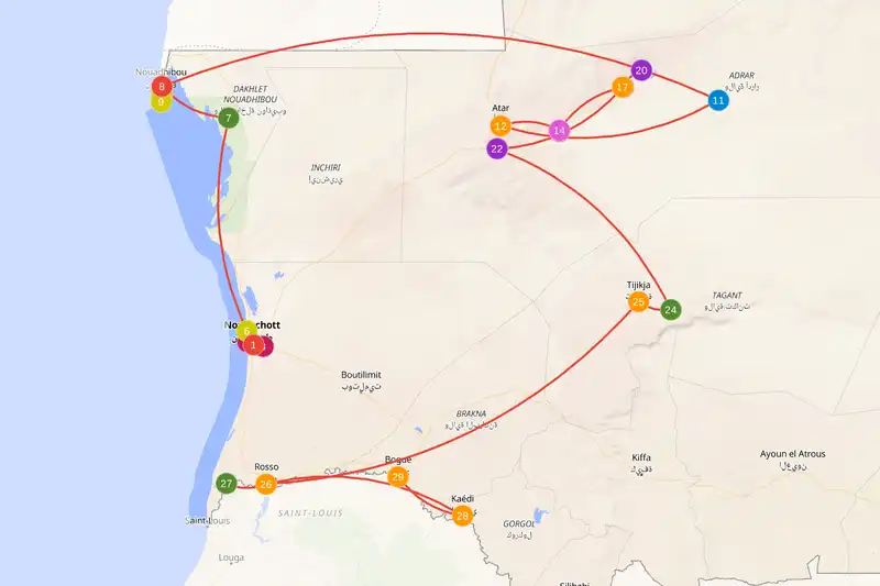 Example route for mauritania
