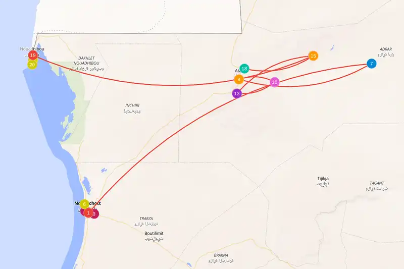 Example route for mauritania