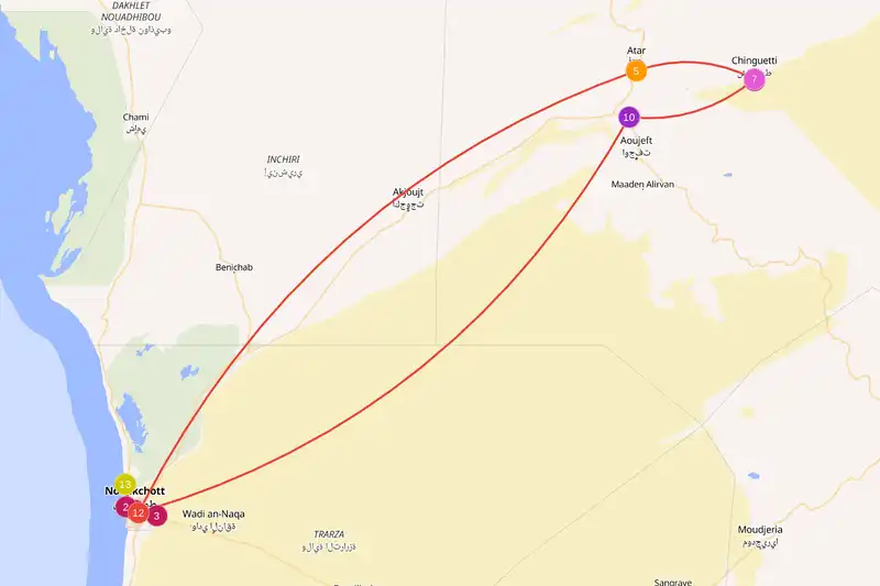 Example route for mauritania