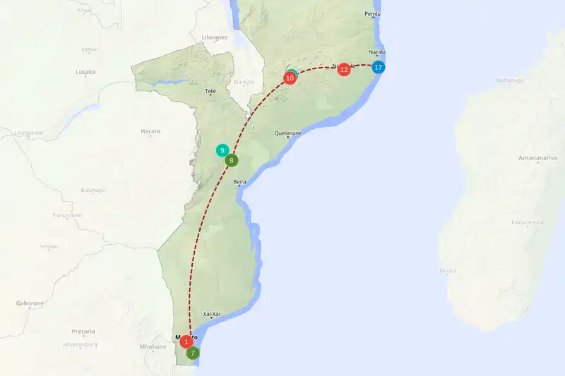 Example route for mozambique
