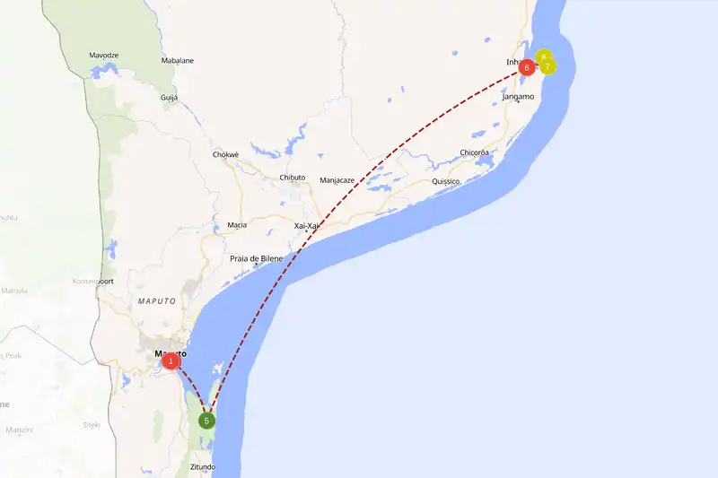 Example route for mozambique
