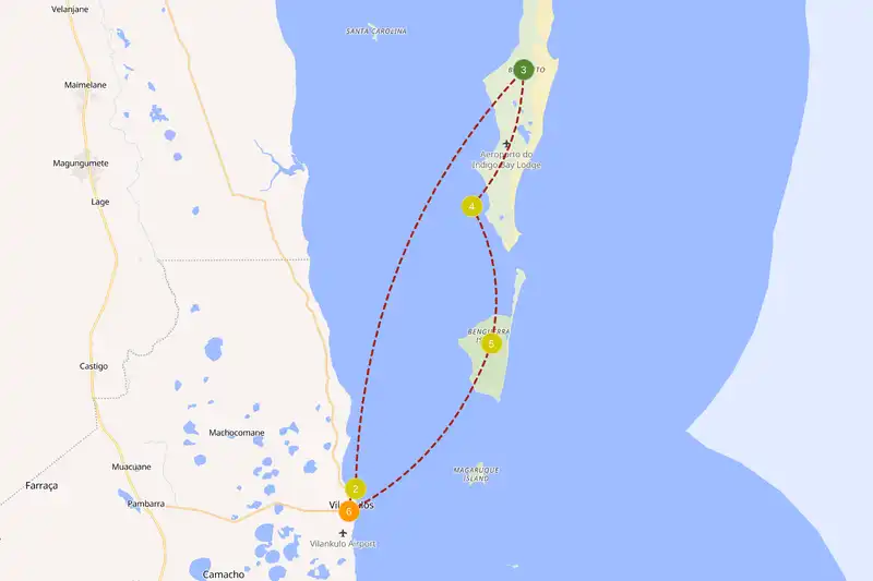 Example route for mozambique