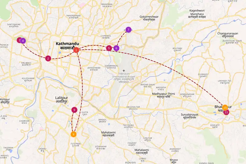 Example route for nepal
