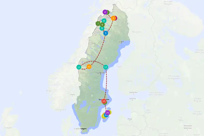 Example route for sweden