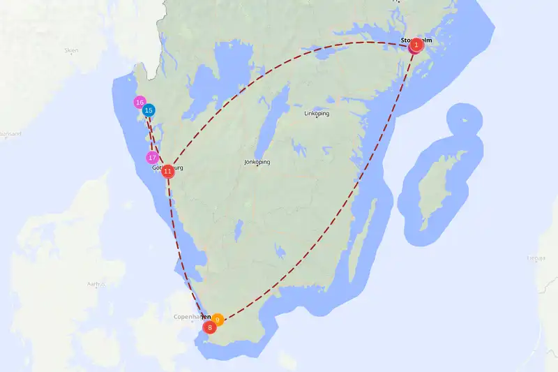 Example route for sweden