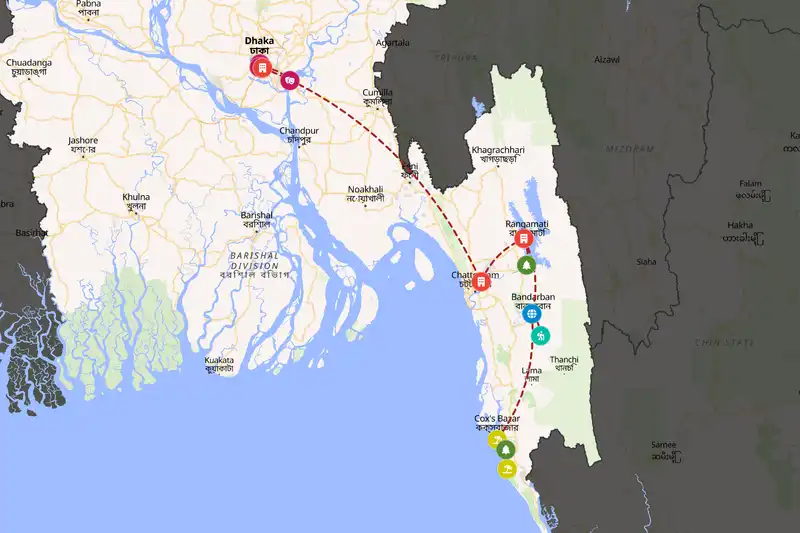 Backpacking in 14-day route