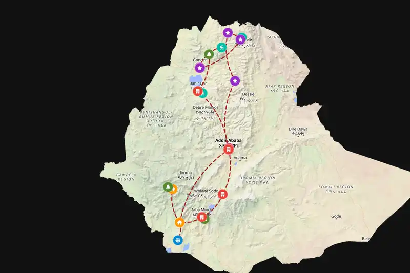 Backpacking in 21-day route