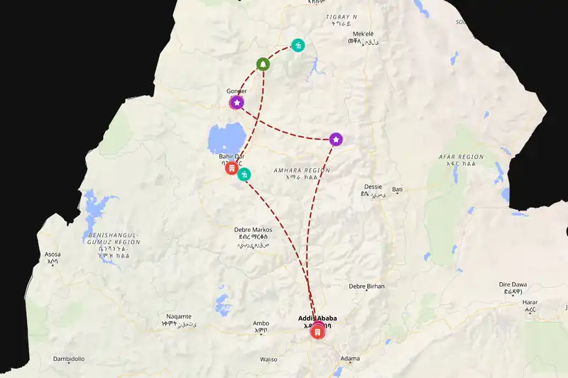 Backpacking in 14-day route