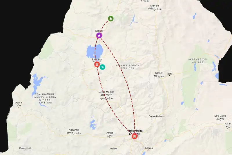 Backpacking in 7-day route
