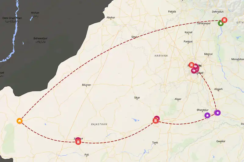 Backpacking in 21-day route