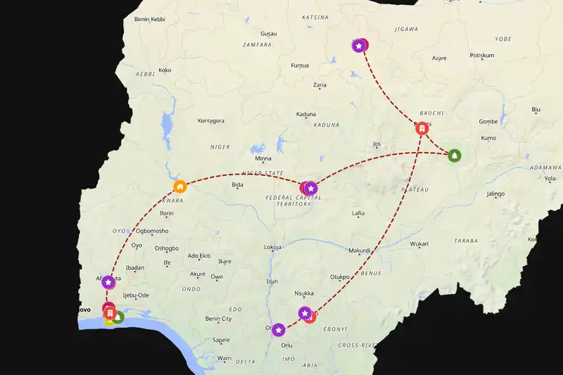 Backpacking in 21-day route
