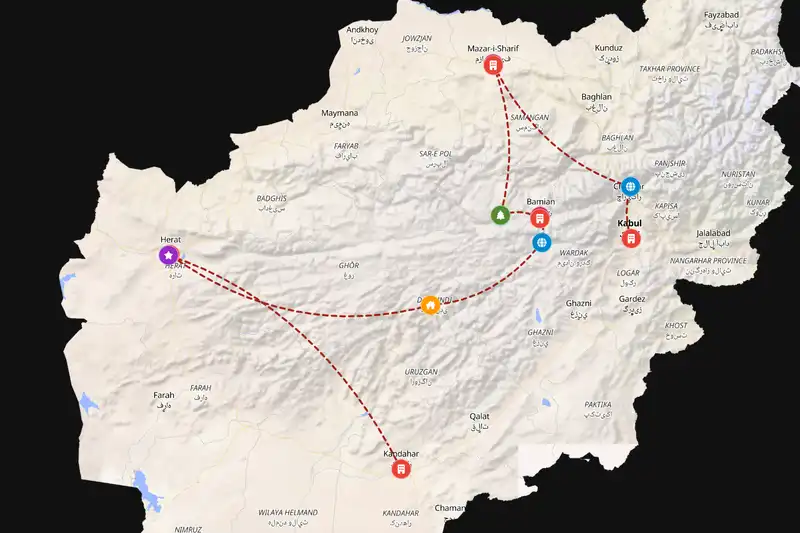 Example Afghanistan itinerary planner route