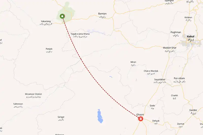 Example Afghanistan itinerary planner route