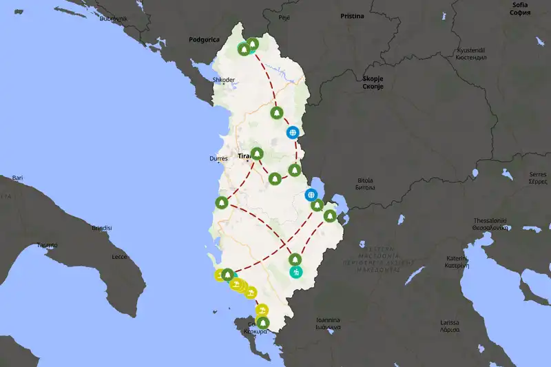 Example Albania itinerary planner route