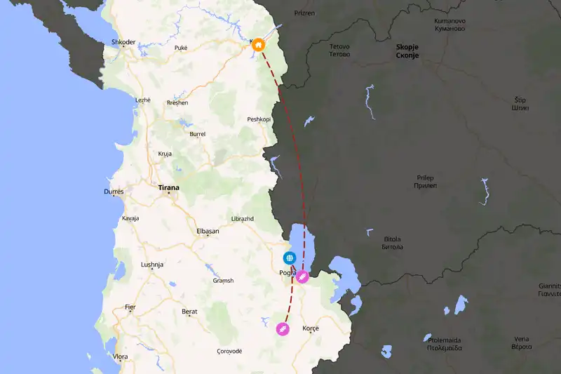 Example Albania itinerary planner route