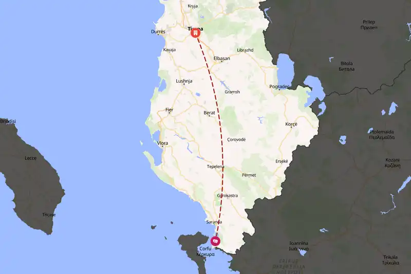 Example Albania itinerary planner route