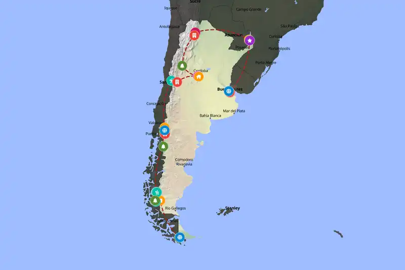 Example Argentina itinerary planner route