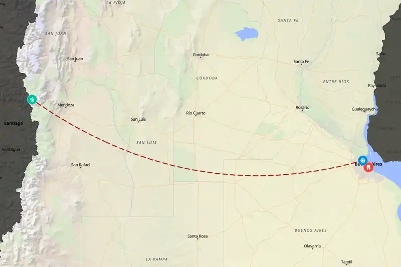 Example Argentina itinerary planner route