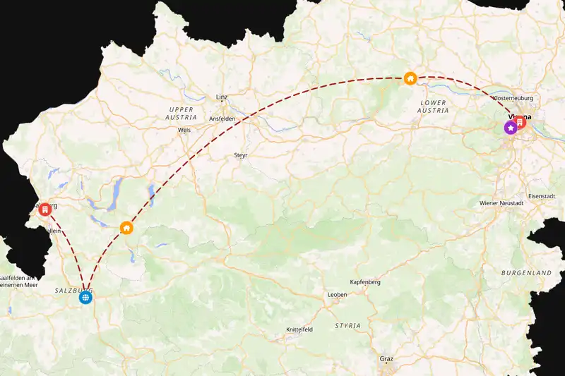 Example Austria itinerary planner route