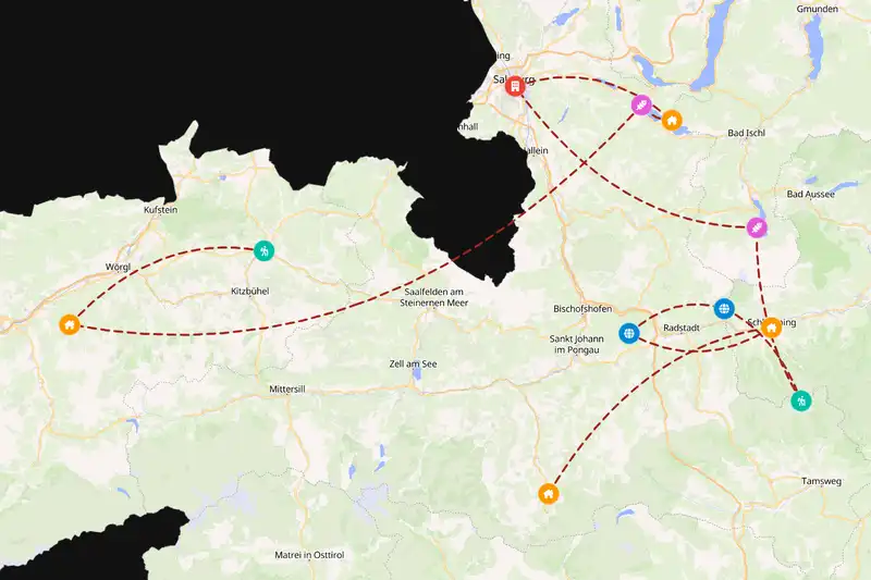 Example Austria itinerary planner route