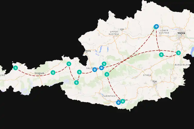 Example Austria itinerary planner route