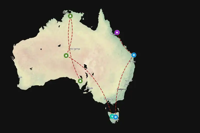 Example Australia itinerary planner route