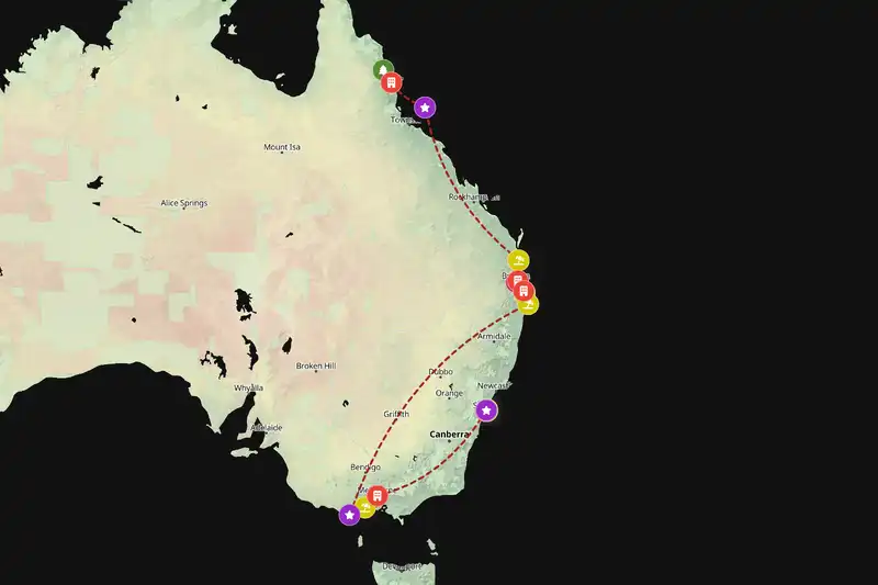 Example Australia itinerary planner route