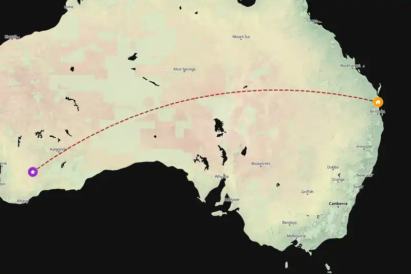 Example Australia itinerary planner route
