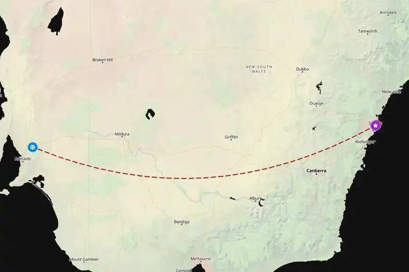 Example Australia itinerary planner route