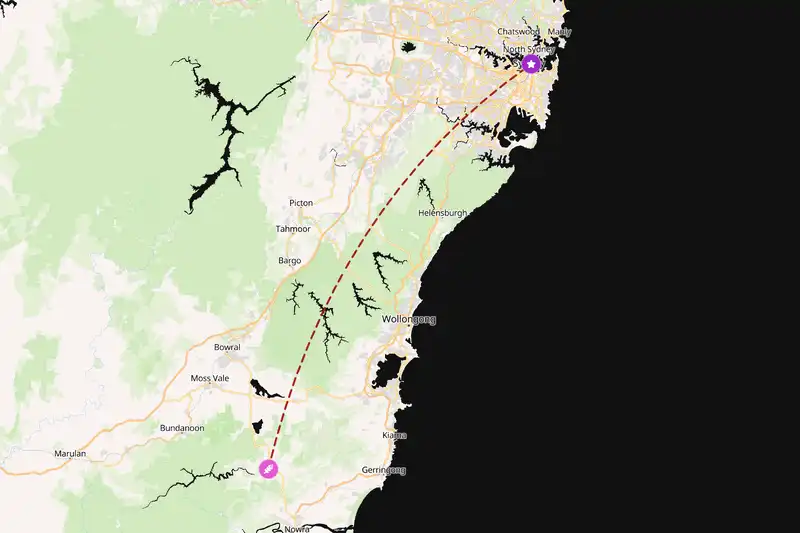 Example Australia itinerary planner route