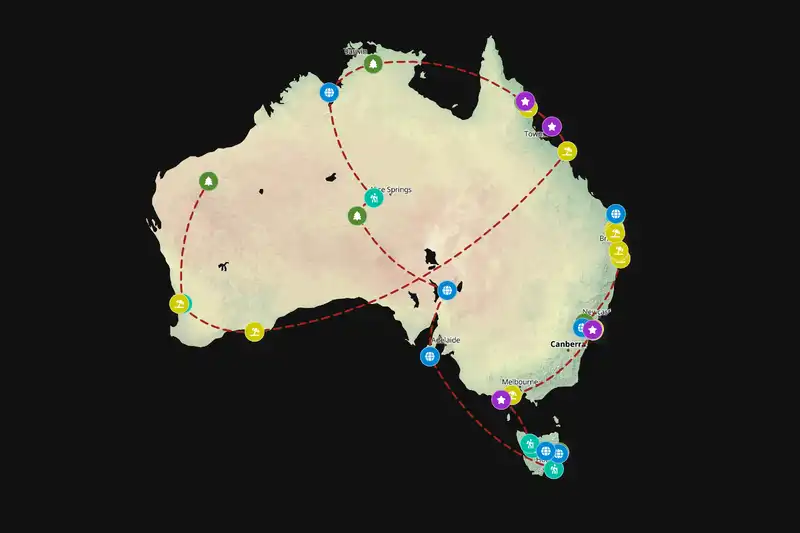 Example Australia itinerary planner route
