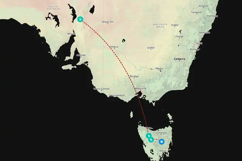 Example Australia itinerary planner route