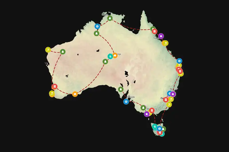 Example Australia itinerary planner route