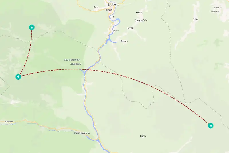 Example Bosnia and Herzegovina itinerary planner route