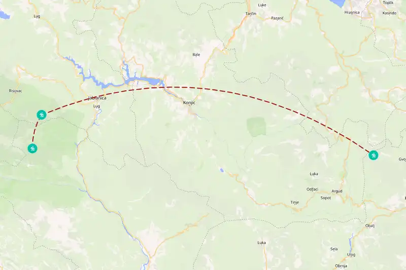 Example Bosnia and Herzegovina itinerary planner route