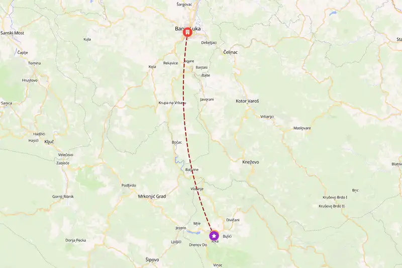 Example Bosnia and Herzegovina itinerary planner route
