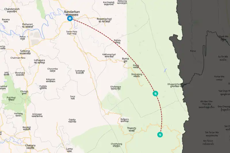 Example Bangladesh itinerary planner route