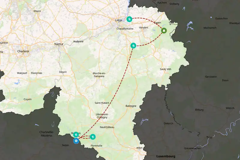 Example Belgium itinerary planner route