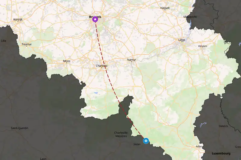 Example Belgium itinerary planner route