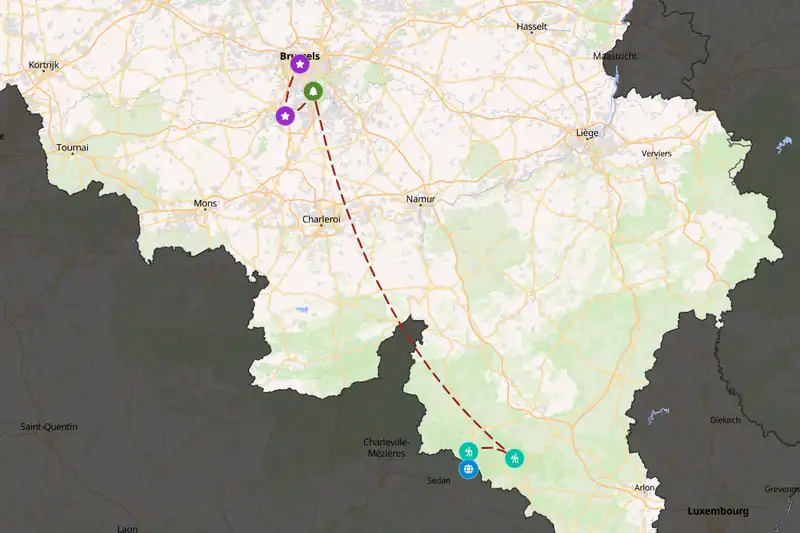 Example Belgium itinerary planner route