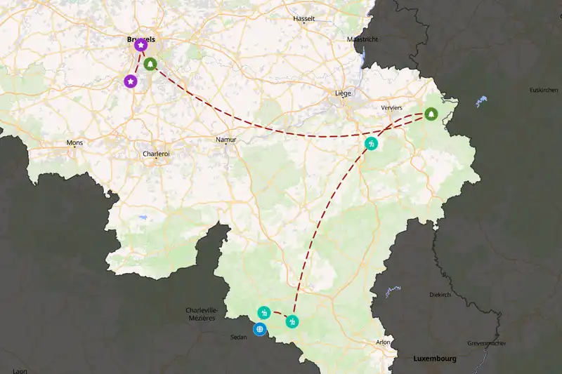 Example Belgium itinerary planner route