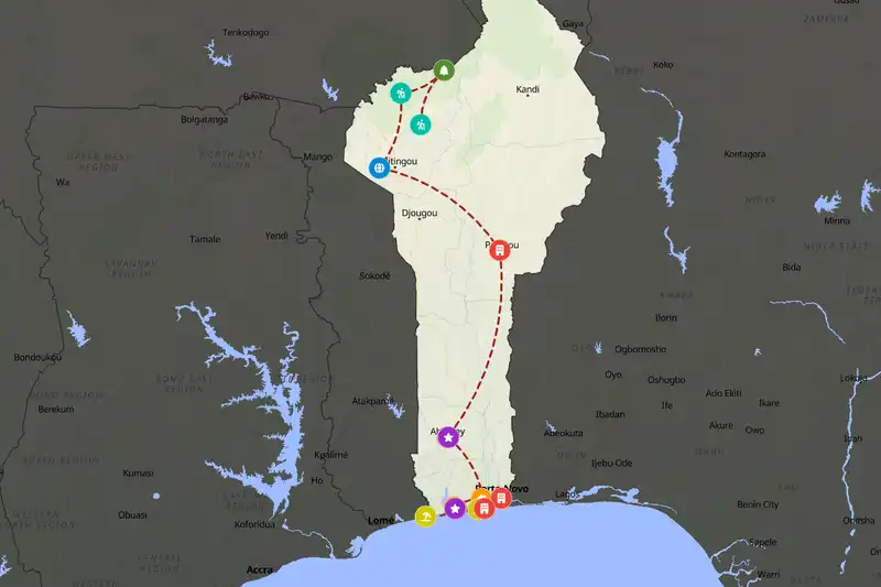 Example Benin itinerary planner route